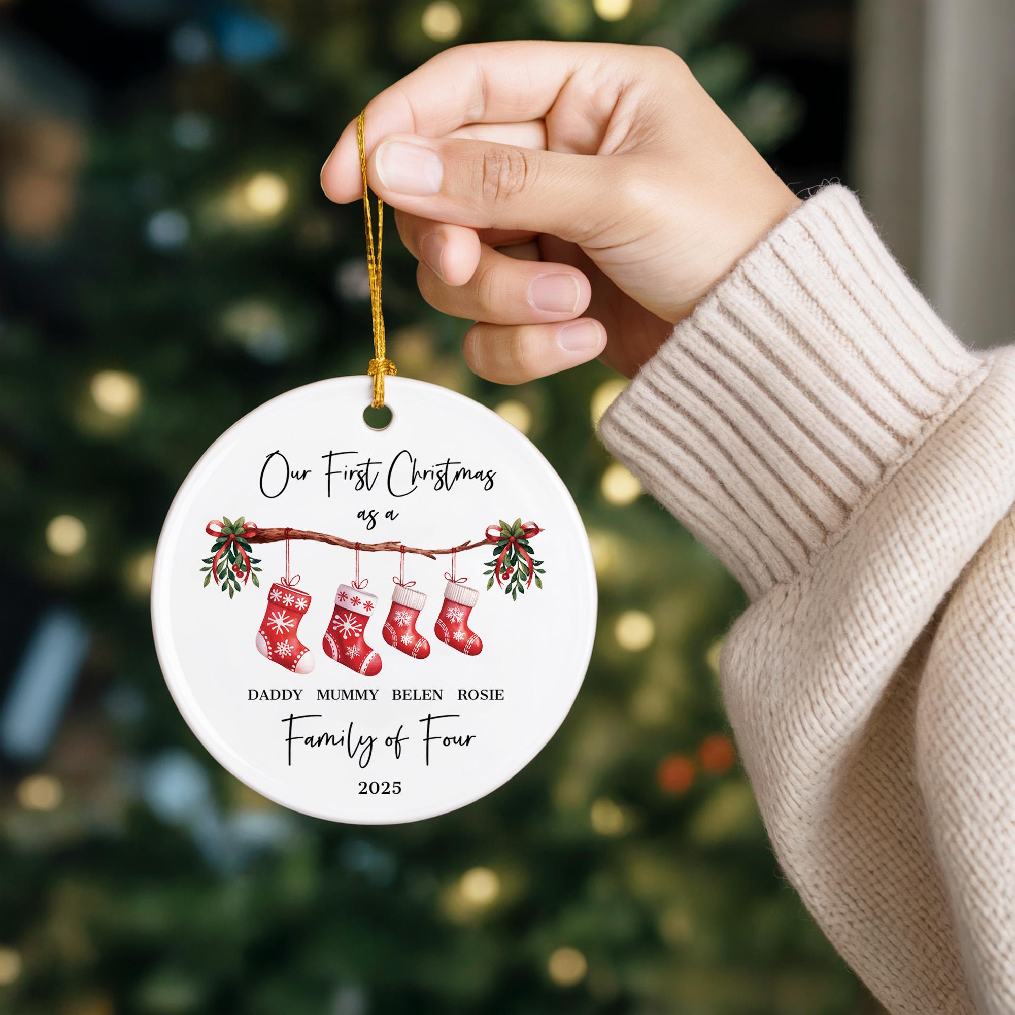 Personalised First Christmas as a Family of 4 Ornament, Baby First Christmas Tree Ornament, 1st Xmas Ornament 2025