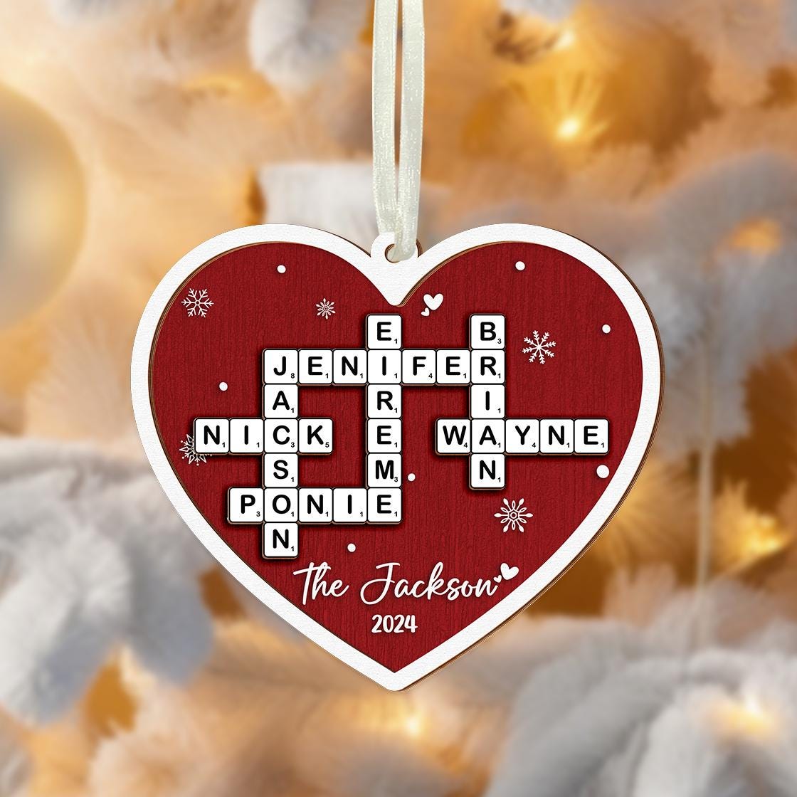 Family Crossword Ornament, Personalized Grandparents Christmas Ornaments, Family Christmas Gifts, Grandkids Crossword Puzzle Acrylic Ornament