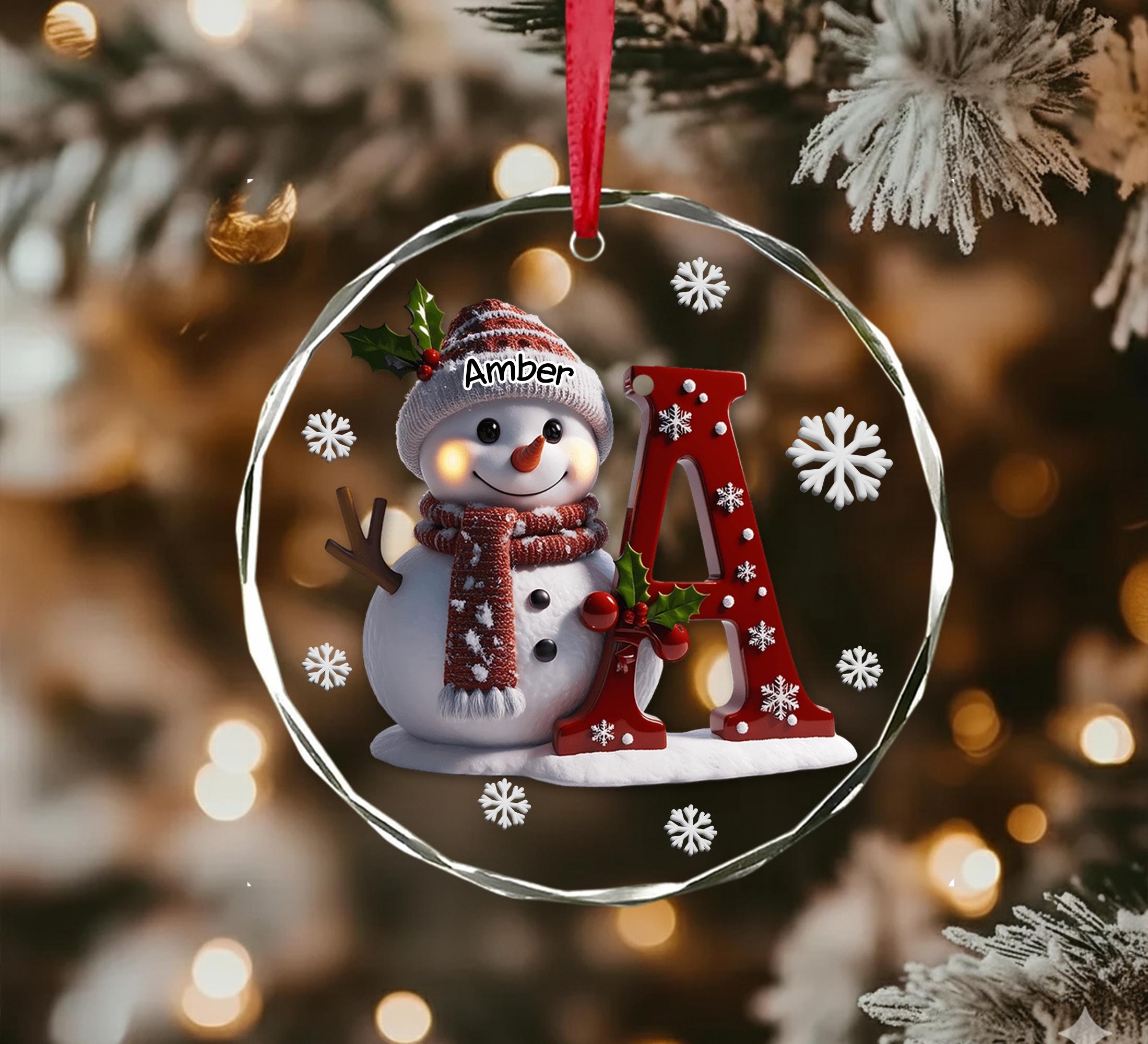 Personalized Snowman Letter Ornament, Custom Christmas Initial Ornament, Alphabet Ornament, Custom Kids Name Ornament, Kids Christmas Gifts