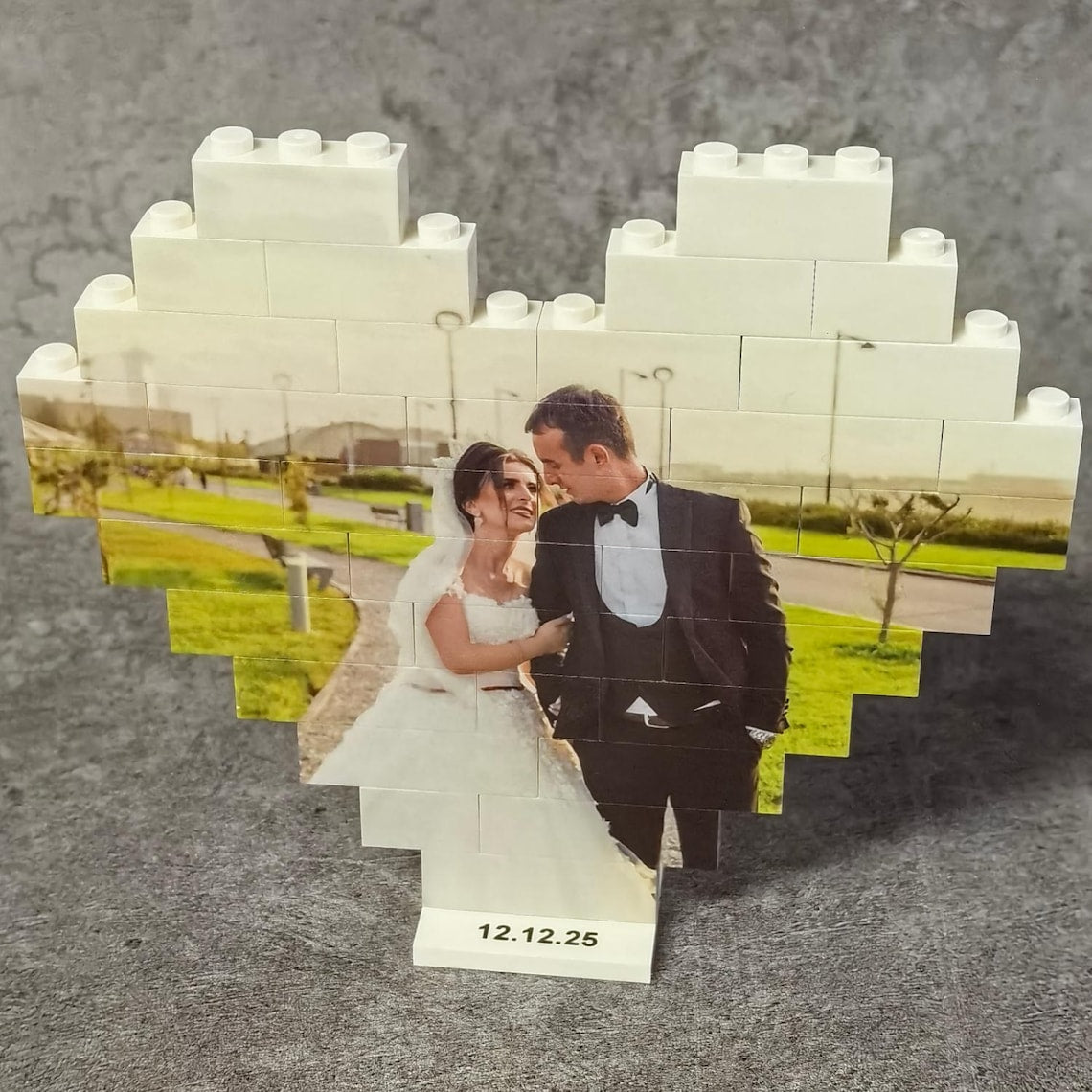 Heart Shaped Photo Blocks, Personalized Picture Building Block with Stand, Cute Gift for Couple