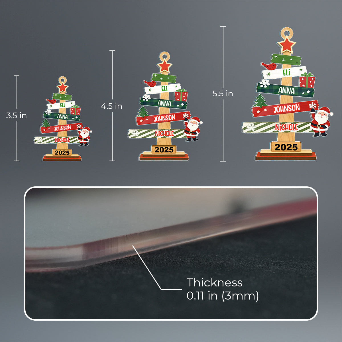 Our Family Christmas Tree Acrylic Ornament - Personalized Christmas Gifts For Mom, Dad, Kids, Family