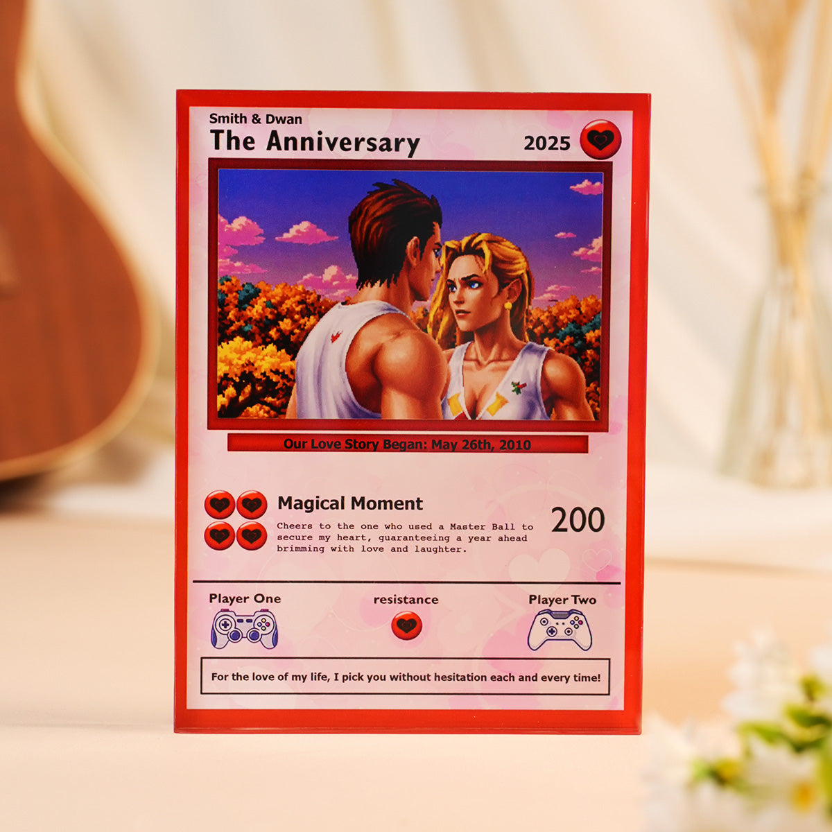 Personalized Poke Anniversary Acrylic Plaque, Gift for Him, Gift for Her, Custom Photo Anime