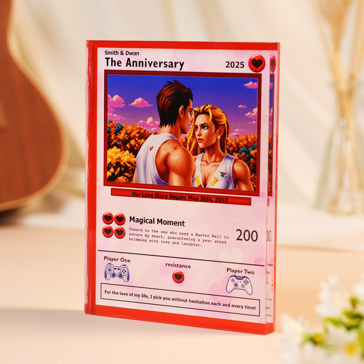 Personalized Poke Anniversary Acrylic Plaque, Gift for Him, Gift for Her, Custom Photo Anime