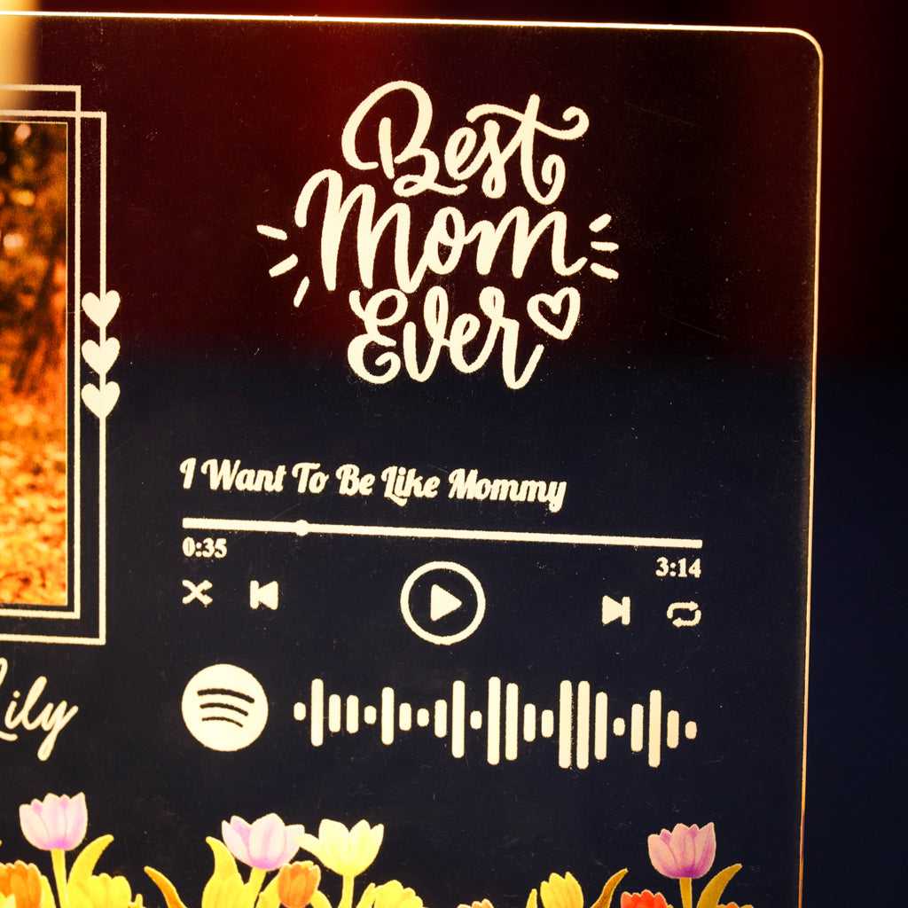 Custom LED Light Frame - Personalized Spotify Music Plaque with Photo & Song