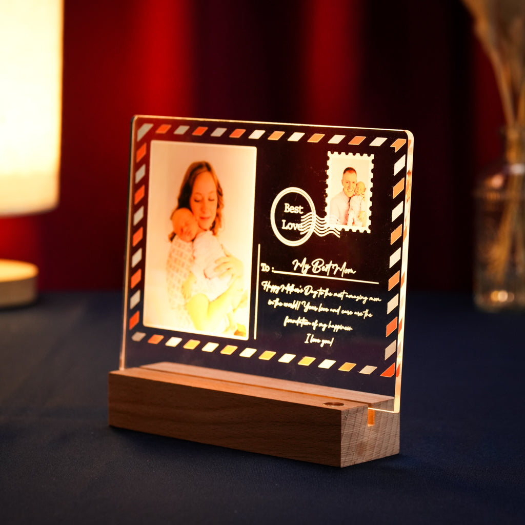 Personalized Postcard Style LED Light for Mother’s Day
