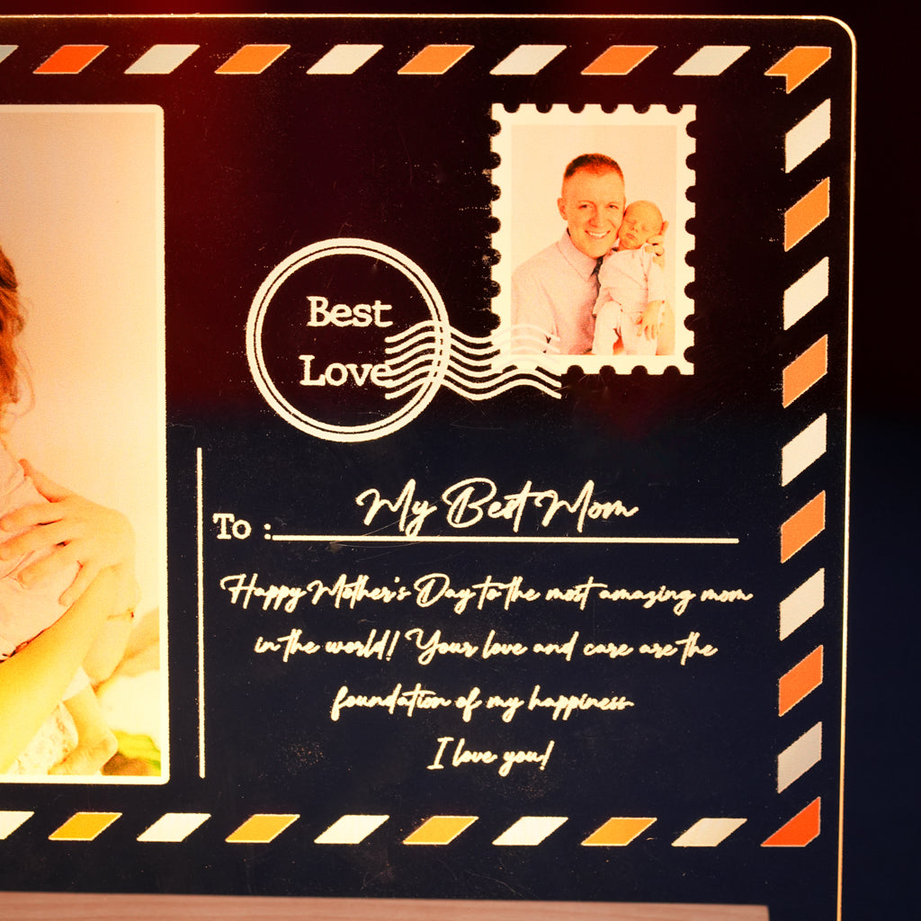 Personalized Postcard Style LED Light for Mother’s Day