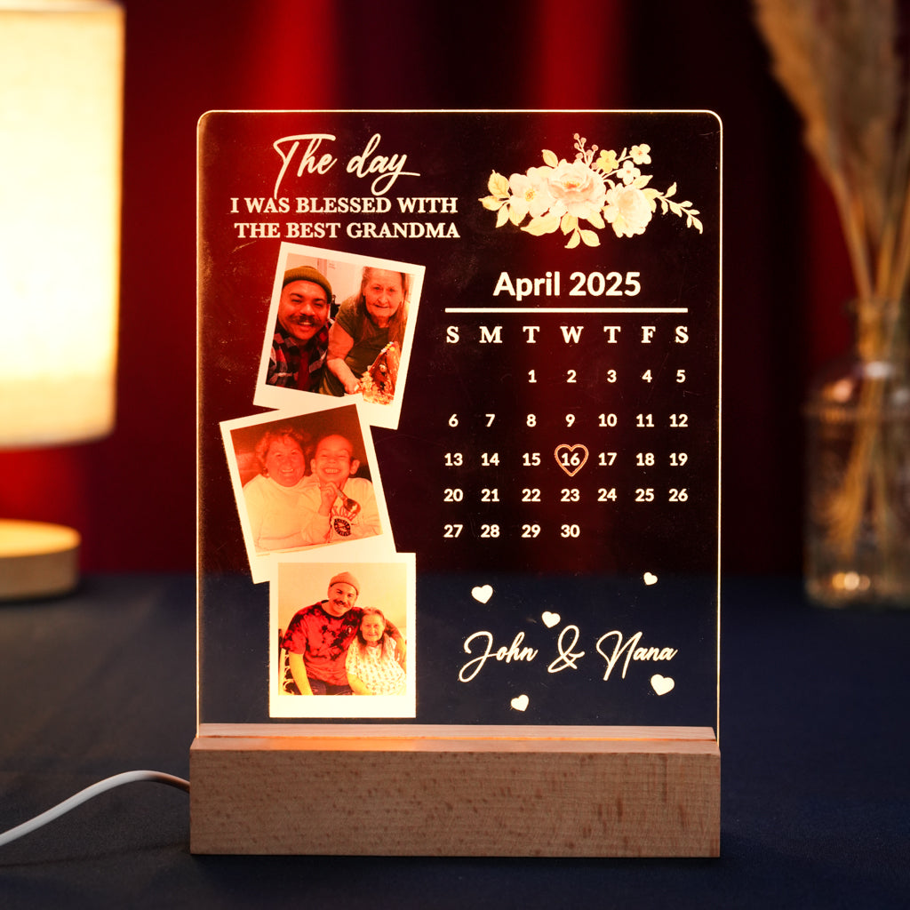 Custom LED Light Frame - Personalized Grandma Calendar Acrylic Plaque