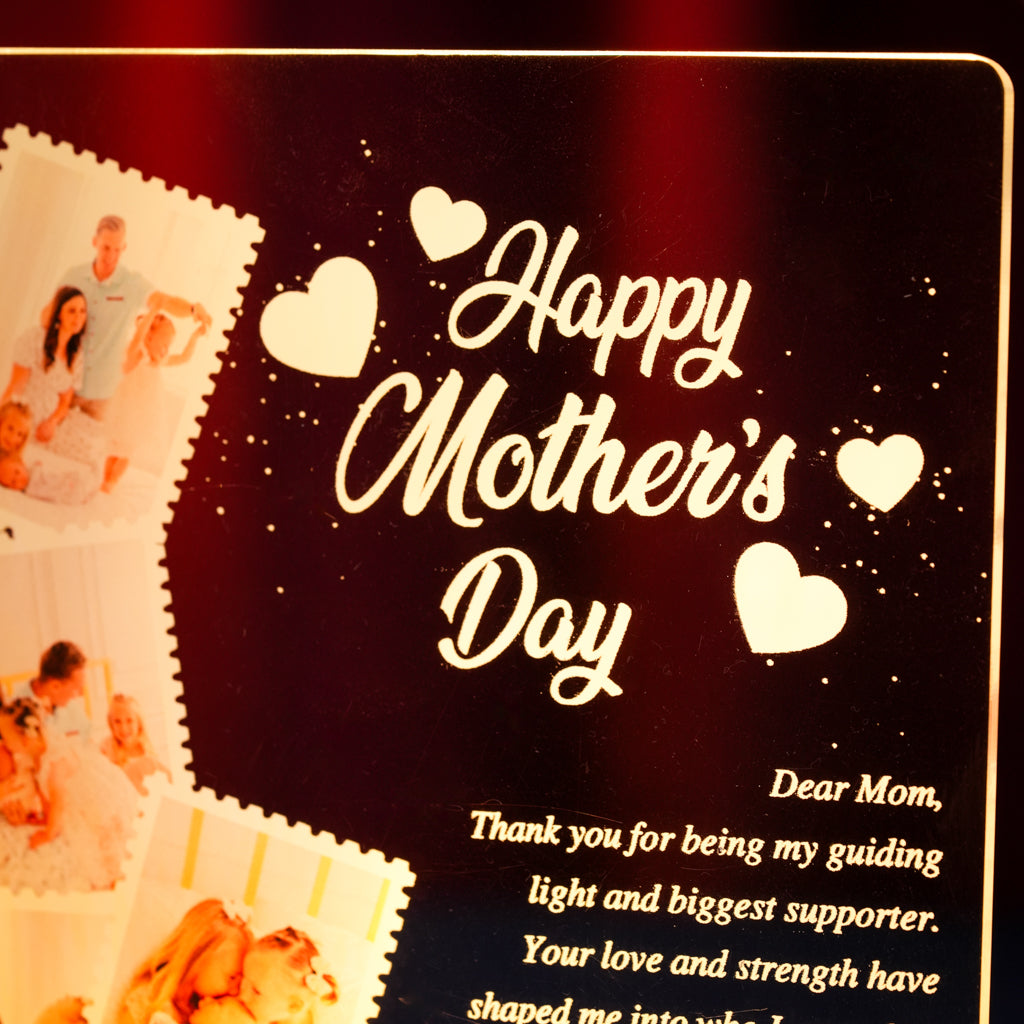 Custom LED Light Frame - Personalized Mother’s Day Acrylic Plaque with Message & Photos