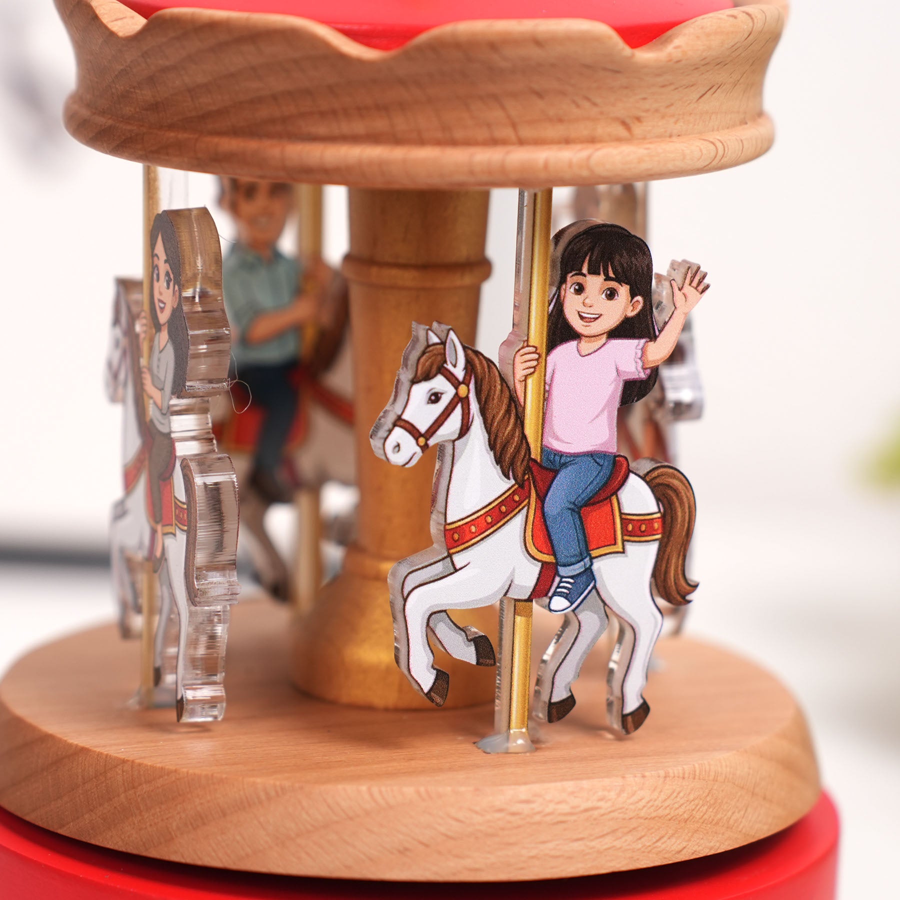 Custom Portrait Carousel Music Box Ornament Family Member Gift For Family