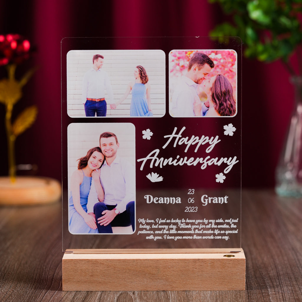 Personalized Anniversary LED Frame with Couple Photos, Names, Date and Love Letter