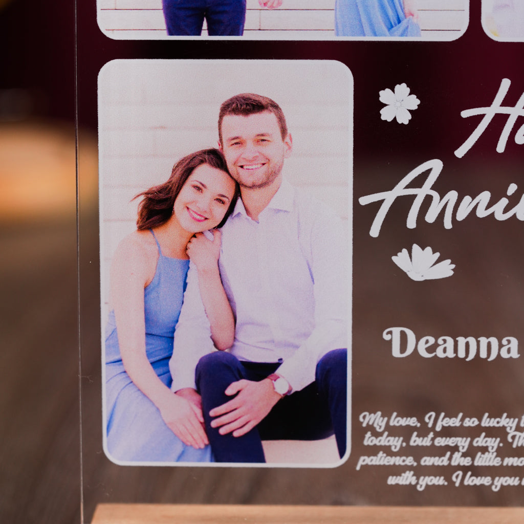 Personalized Anniversary LED Frame with Couple Photos, Names, Date and Love Letter