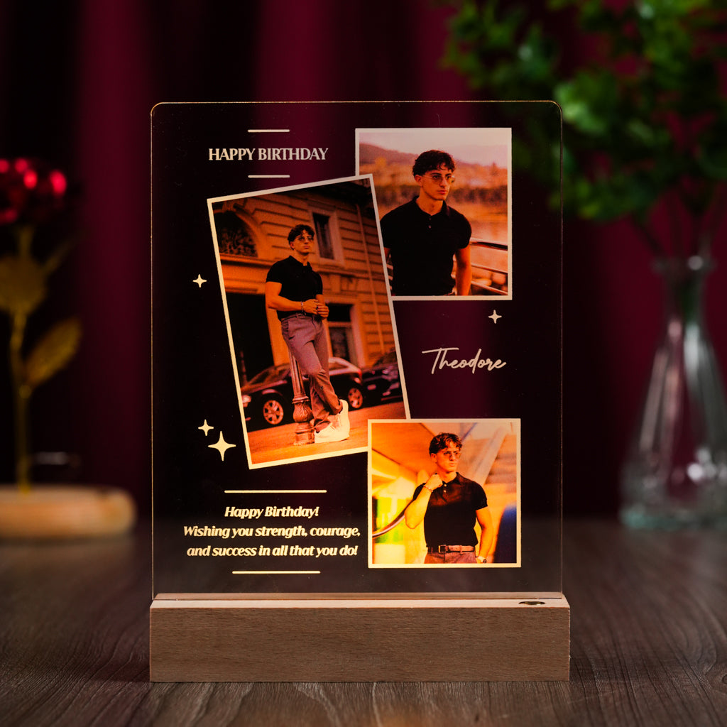 Personalized Birthday LED Photo Plaque – Custom Name & Message