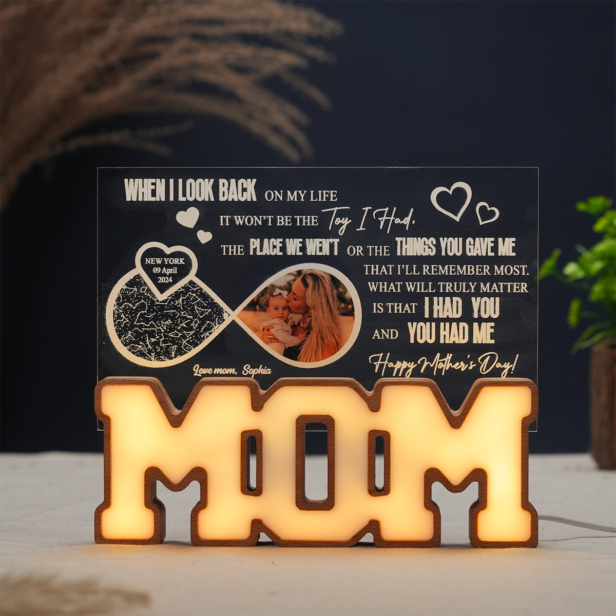 Personalized MOM Letter Night Light - Baby Star Map for Mother's Day