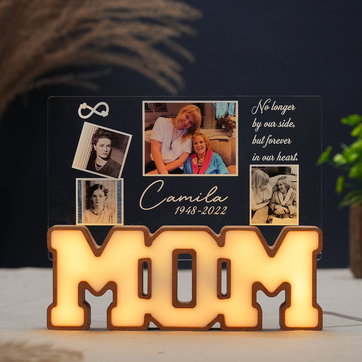 Personalized MOM Letter Night Light – In Loving Memory with Dates & Images