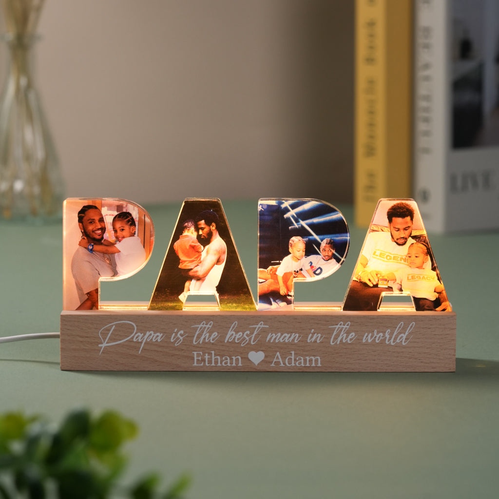 Personalized Acrylic Light – PAPA Letters with Photos, Perfect Gift For Dad, For Husband