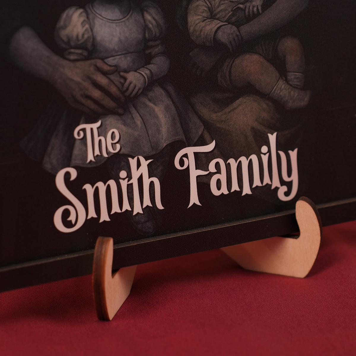 Custom Gothic Family Portrait from Photo Personalized Wooden Frame, Halloween Decor