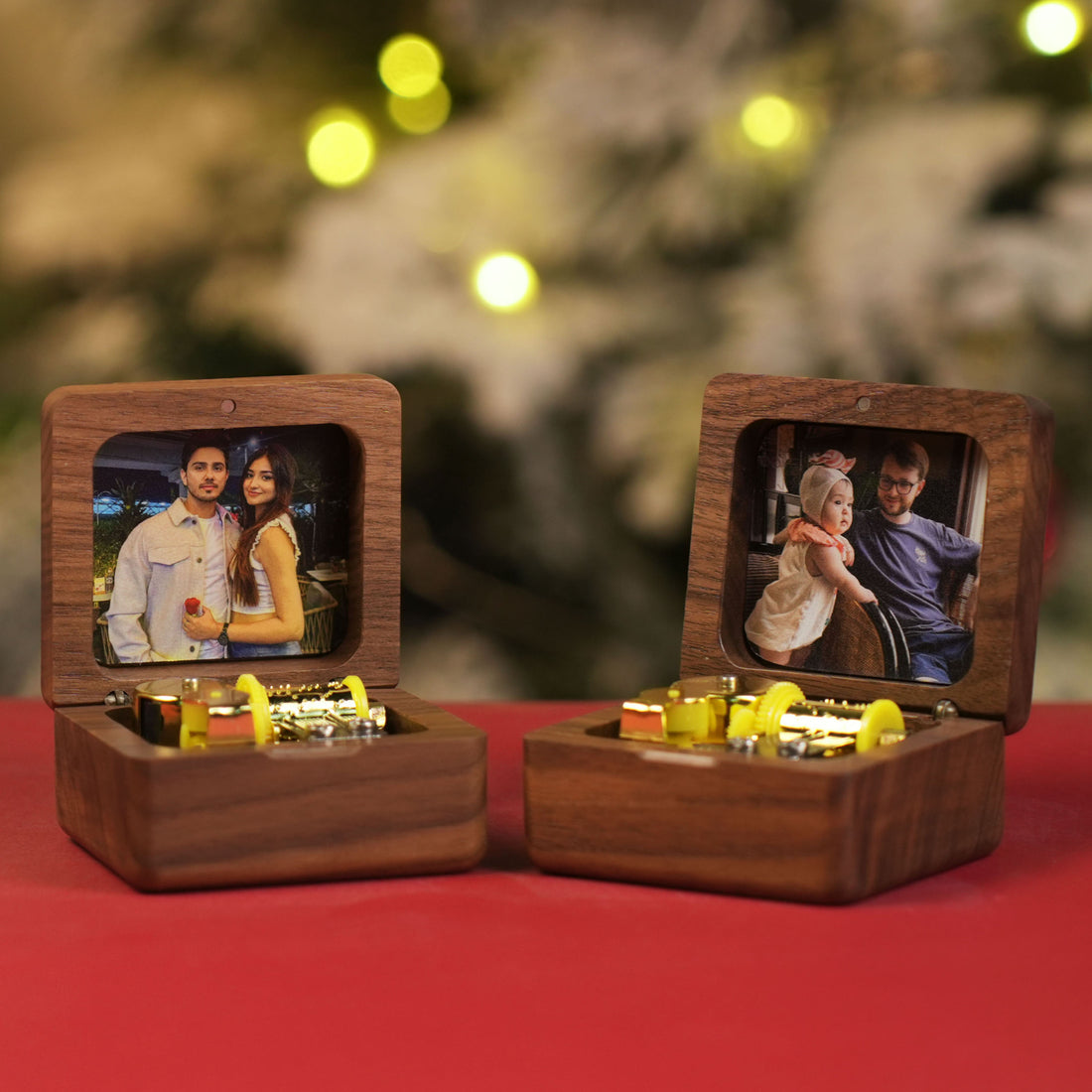 Personalized Music Box with a Custom Metal Melody Mechanism, Wooden Square Music Box