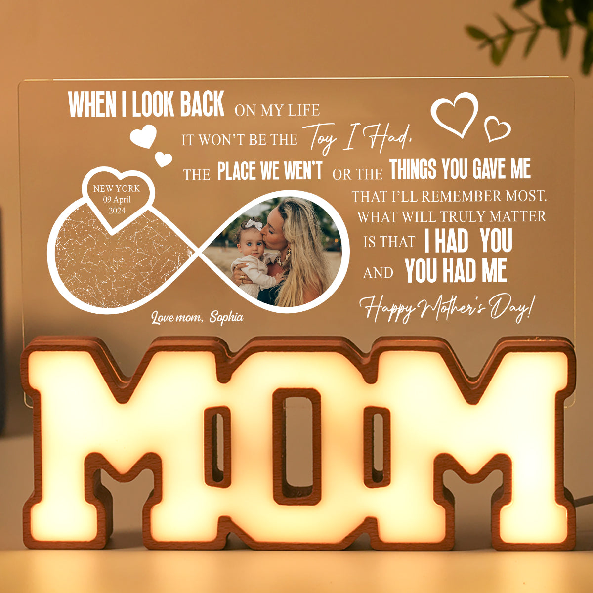 Personalized MOM Letter Night Light - Baby Star Map for Mother's Day