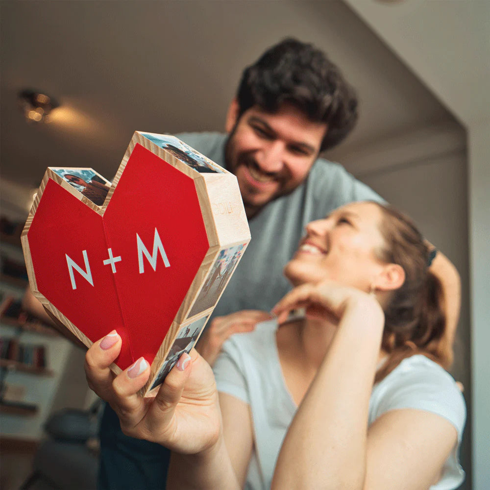 Custom Heart Photo Cube, Heart Photo Cube Album, Best Gift for Valentine, gift for him her