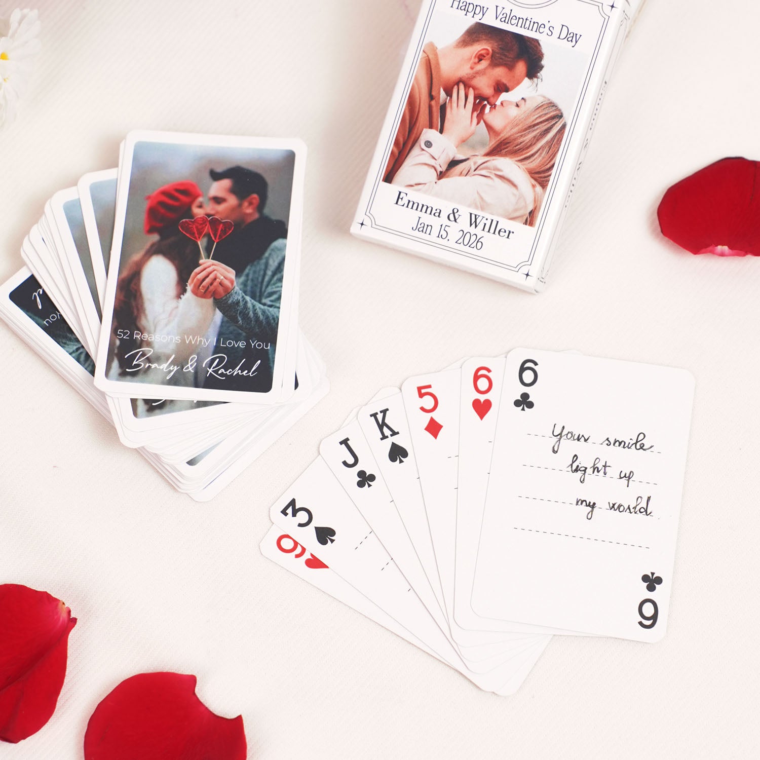 Custom 52 Reasons Why I Love You Playing Cards