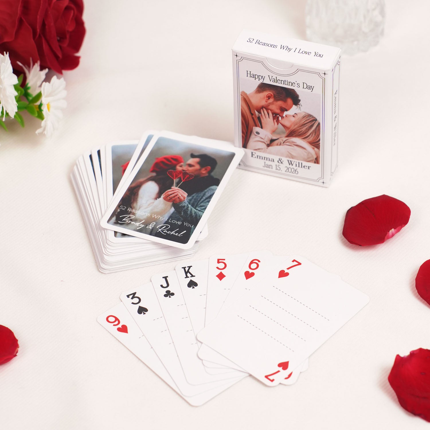 Custom 52 Reasons Why I Love You Playing Cards