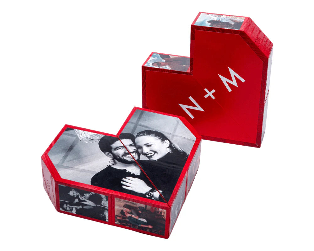 Custom Heart Photo Cube, Heart Photo Cube Album, Best Gift for Valentine, gift for him her