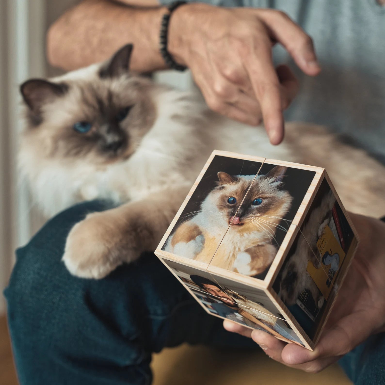 Custom Photo Cube, Photo Cube Album, Wooden and personalized, gift for him her