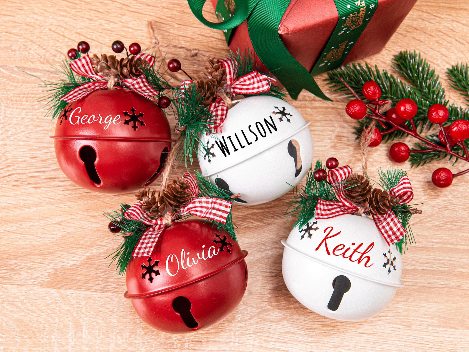 Personalized Jingle Bell Ornament, Christmas Tree Ornament, Holiday Decor