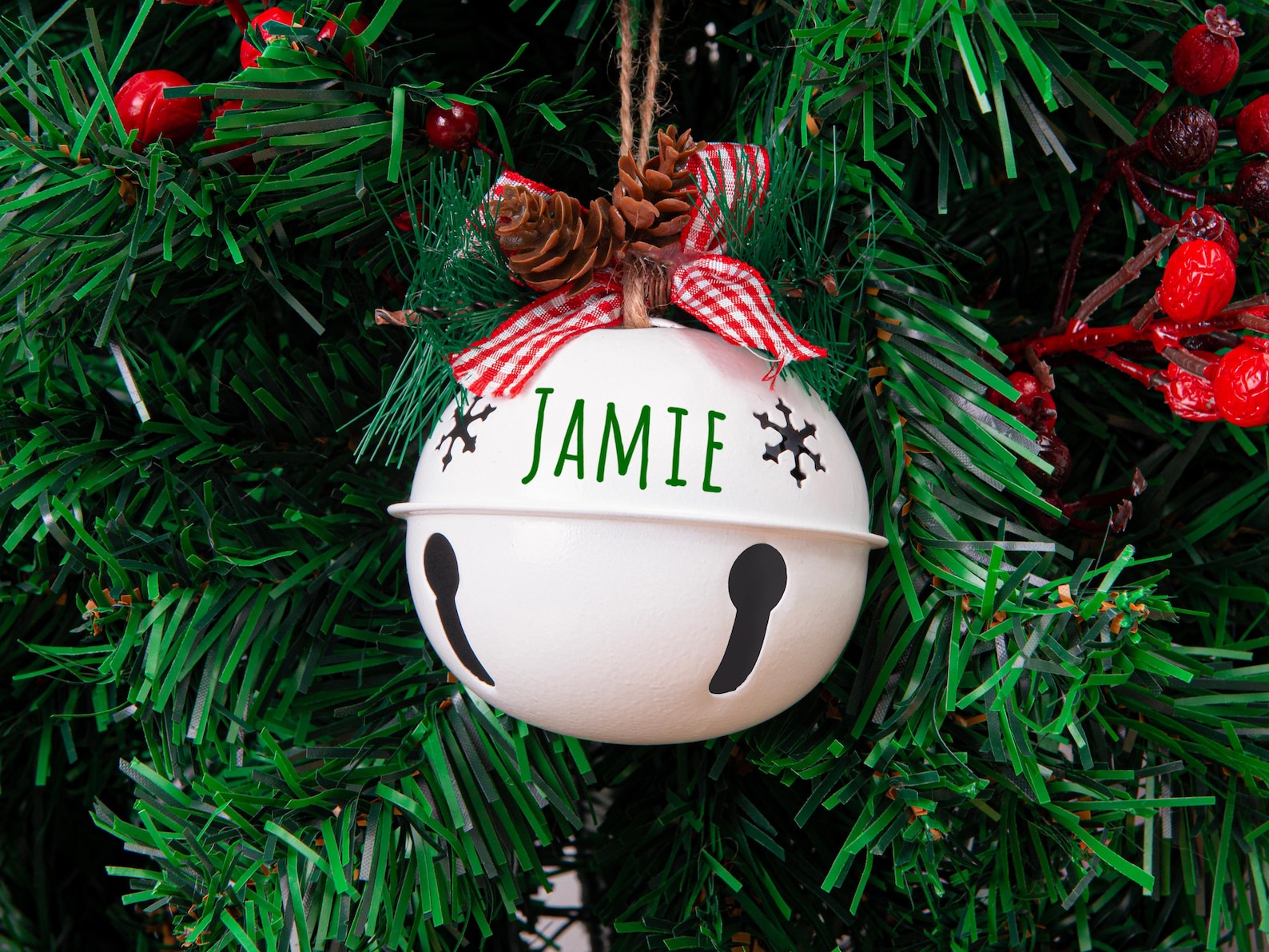 Personalized Jingle Bell Ornament, Christmas Tree Ornament, Holiday Decor