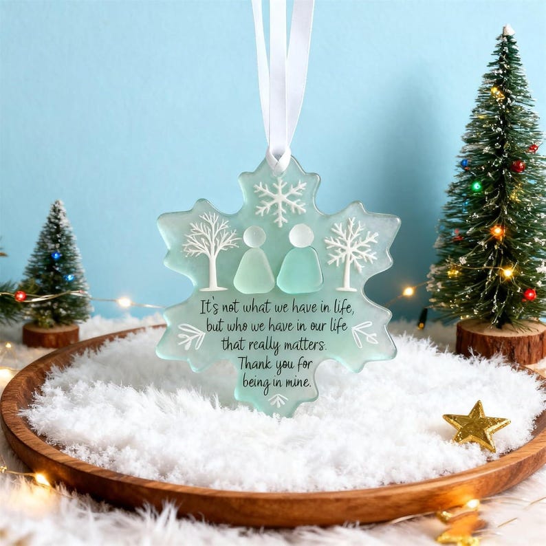 Snowflake Real Sea Friendship Ornament, Timeless Friendship Keepsake, Christmas Tree Hanging Ornaments, Best Friend Christmas Gifts