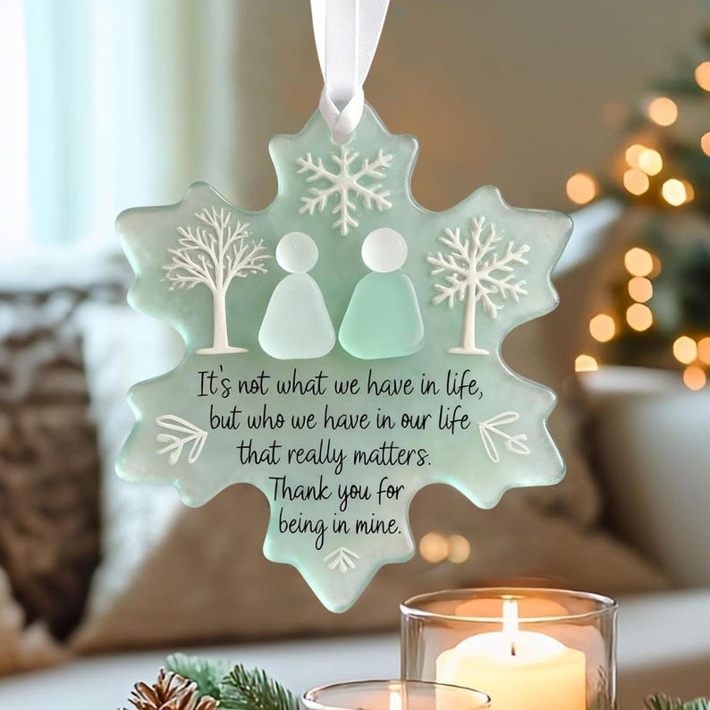 Snowflake Real Sea Friendship Ornament, Timeless Friendship Keepsake, Christmas Tree Hanging Ornaments, Best Friend Christmas Gifts