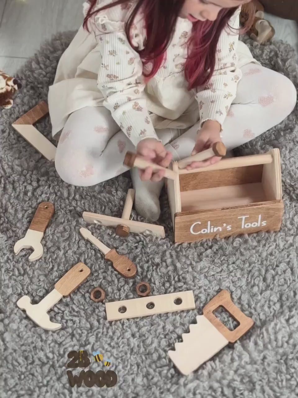 Wooden Kids Tools Box With Geoboard Personalized Baby Gift Toys For Boy Nephew Toddler Learning Toys