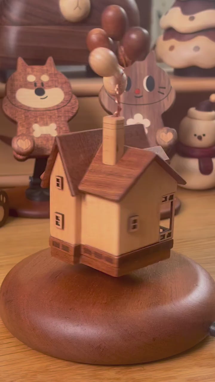 Magnetic levitation flying house travel story ornaments solid wood, Gift for your family
