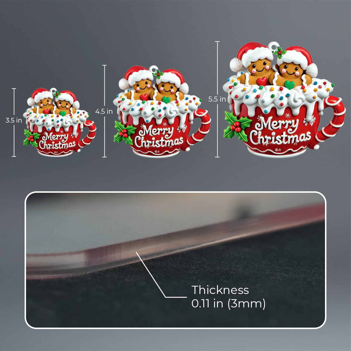 Merry Christmas - Personalized Gingerbread Family Ornament